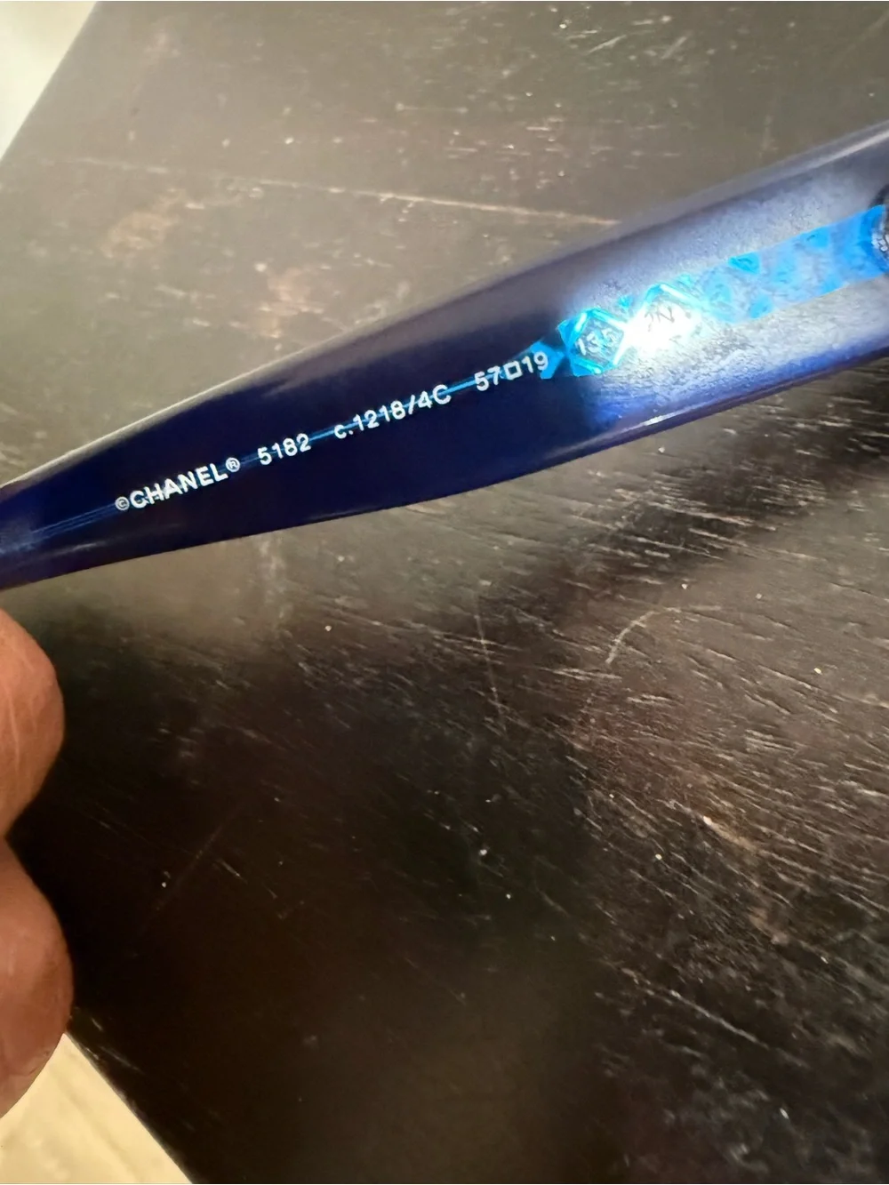 CHANEL Men’s Navy Blue Sunglasses with Silver CC Logo
